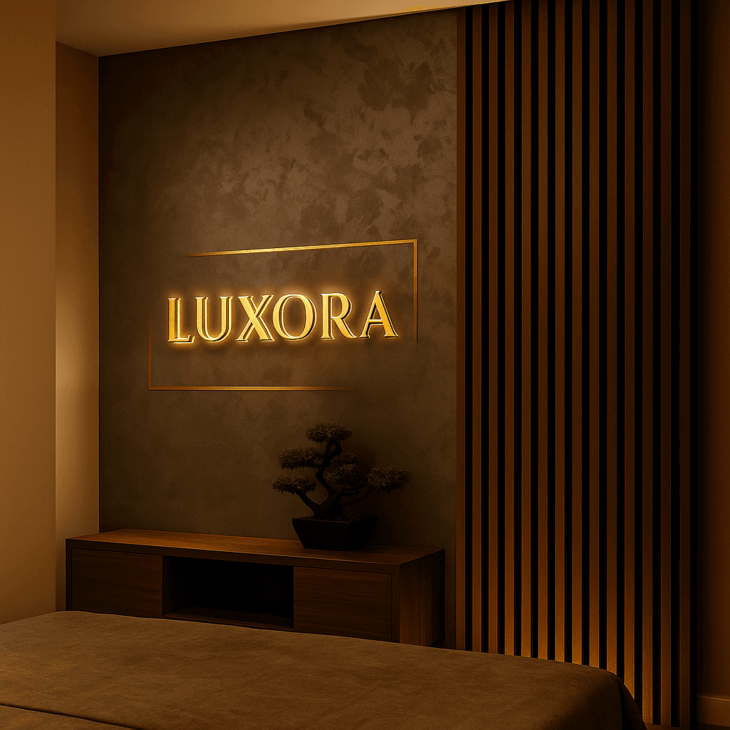 Luxora'nın modern tasarım odaklı duvar boyasıyla zenginleştirilmiş otel lobisi görünümü.