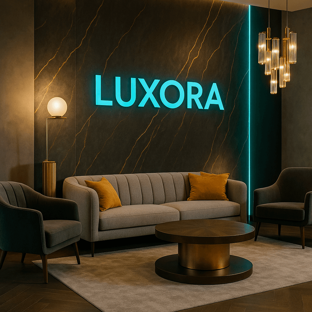 Luxora dekoratif duvar boyasıyla tasarlanmış lüks bekleme salonu – modern iç mimari.