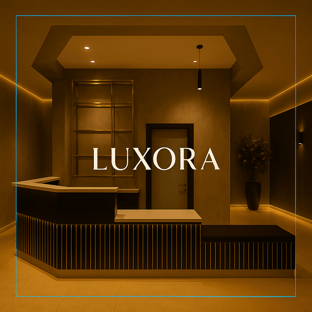 Luxora'nın modern rölyef etkili duvar boyası — bronz heykel vurgulu sanatsal iç mekân sahnesi.